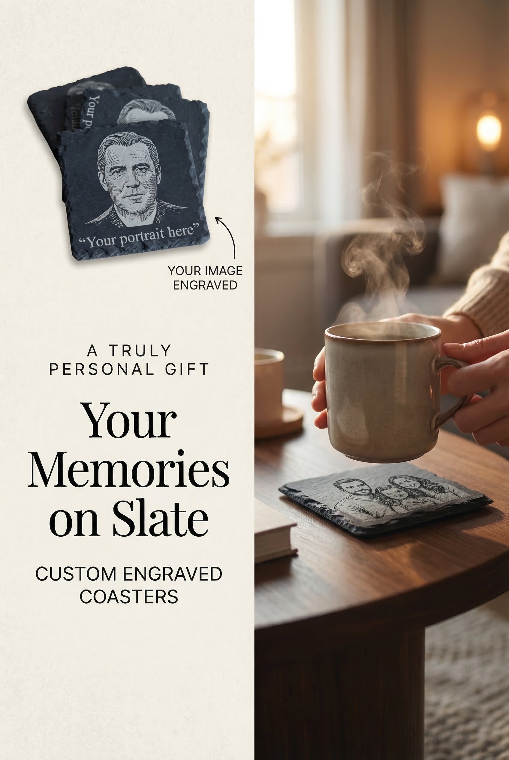 Custom Engraved Slate Coasters – Personalized Designs