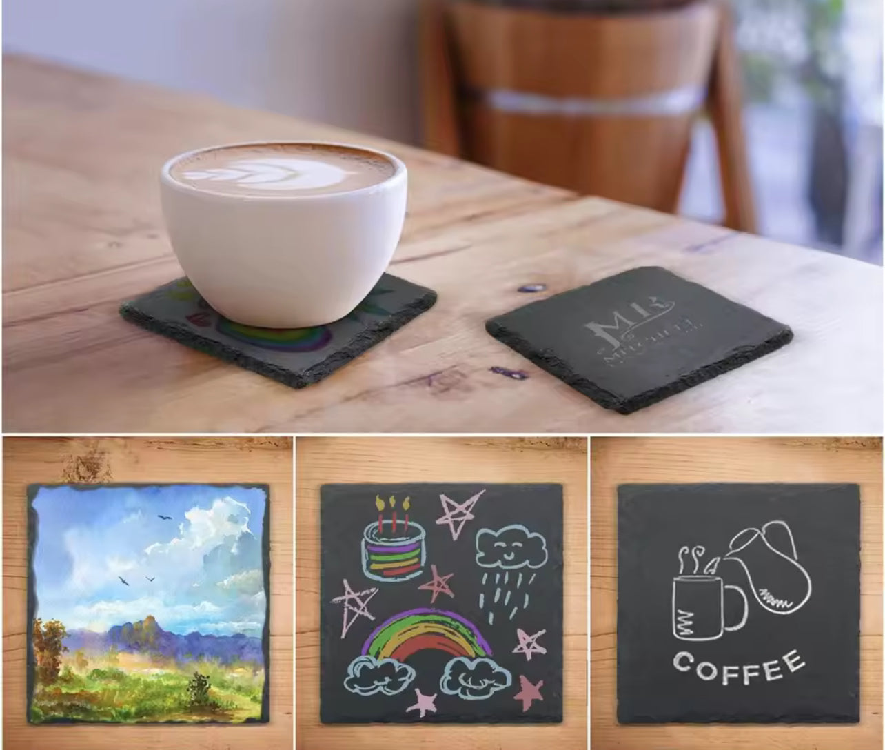Custom Engraved Slate Coaster – Your Photo, Logo, or Design