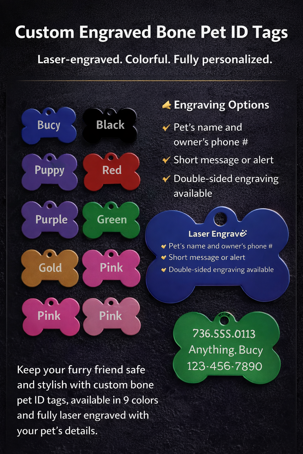 Custom Engraved Pet Tags - Personalized ID Tags by Second Pass