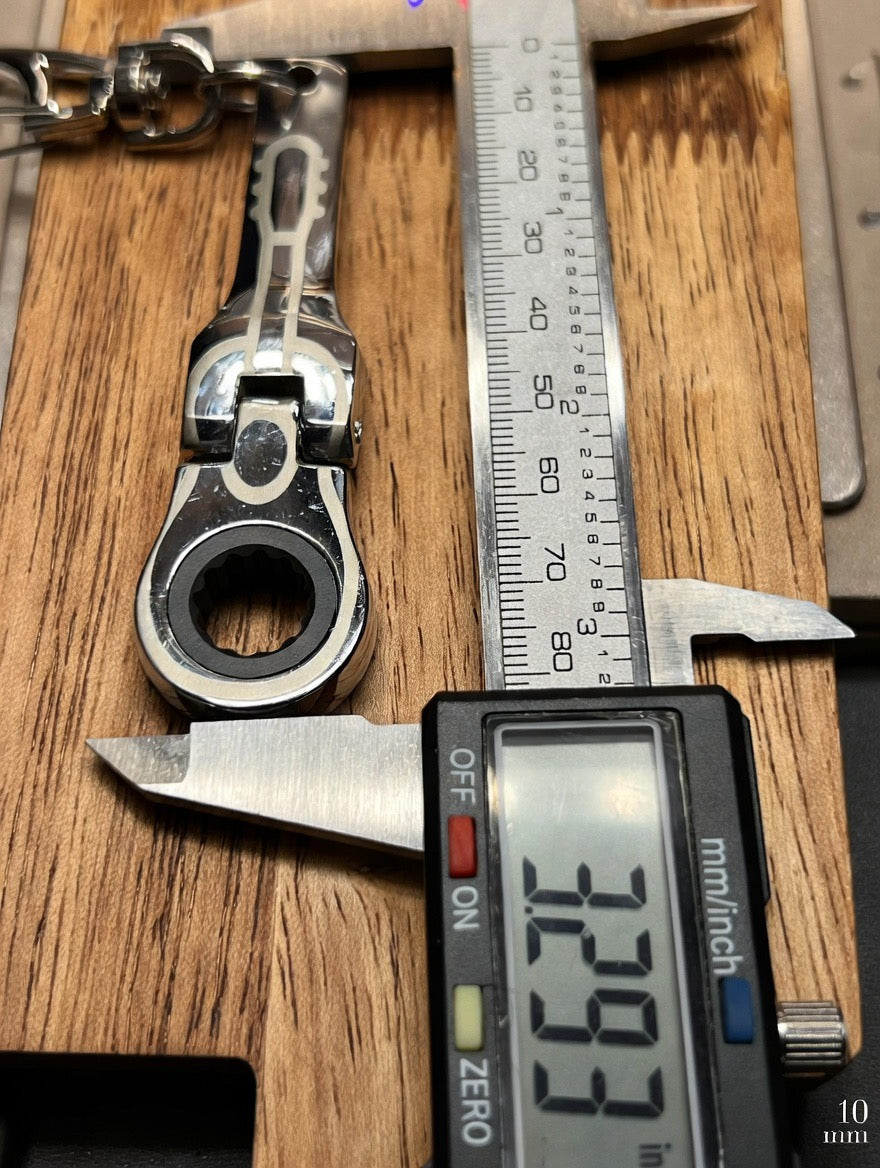 10mm Ratchet Wrench Keychain – Custom Laser-Engraved