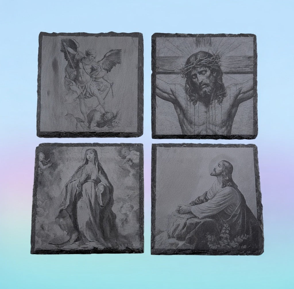 Custom Engraved Slate Coaster – Your Photo, Logo, or Design